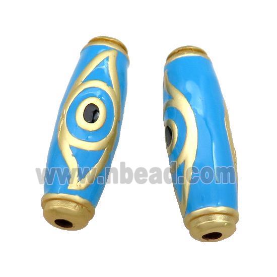 Copper Rice Beads Blue Enamel Evil Eye Large Hole Unfade Gold Plated