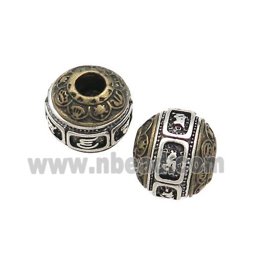 Tibetan Style Copper Round Beads Large Hole Antique Bronze Silver
