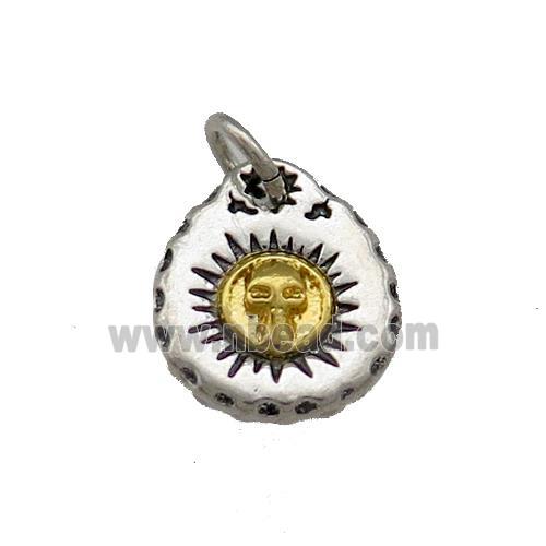 Tibetan Style Copper Sun Skull Pendant Circle Antique Silver Gold