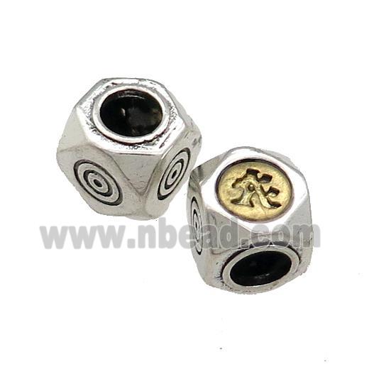 Tibetan Style Chinese Lucky Beads Copper Cube Antique Silver Gold