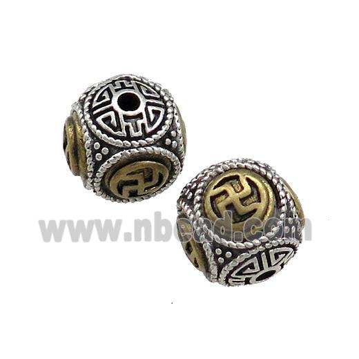 Tibetan Style Copper Round Beads Buddhist Antique Silver Bronze