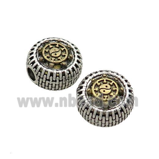 Tibetan Style Chinese Auspicious Eight Treasures Beads Coin Large Hole Antique Silver Bronze