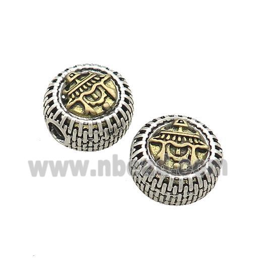 Tibetan Style Chinese Auspicious Eight Treasures Beads Coin Large Hole Antique Silver Bronze