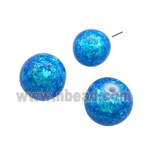 White Resin Beads Pave Blue Fire Opal Smooth Round