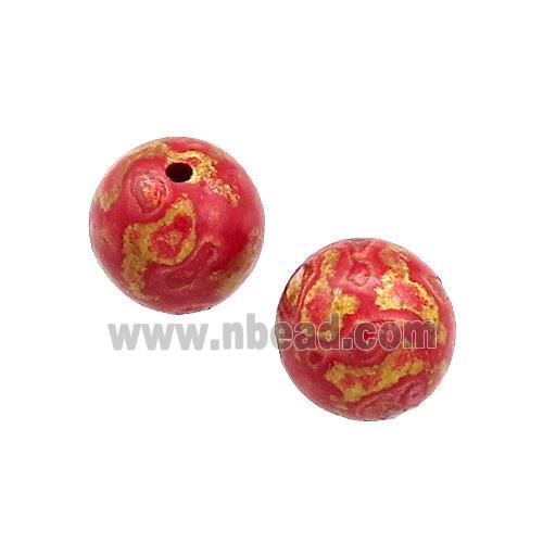 Wood Beads Red Painted Smooth Round