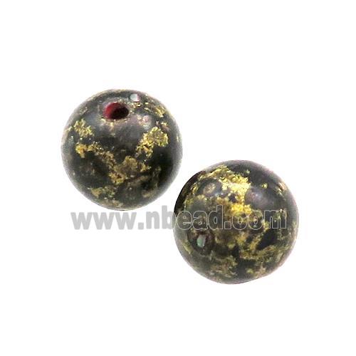 Wood Beads Black Yellow Painted Smooth Round