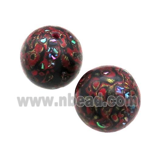 Wood Beads Black Red Painted Smooth Round