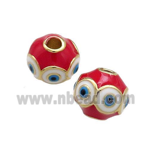 Copper Round Beads Red Enamel Evil Eye 18K Gold Plated