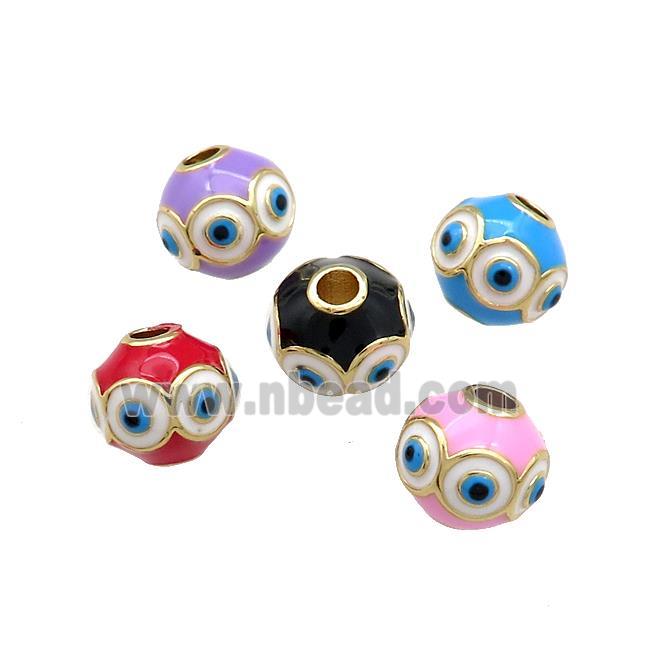 Copper Round Beads Enamel Evil Eye 18K Gold Plated Mixed Color