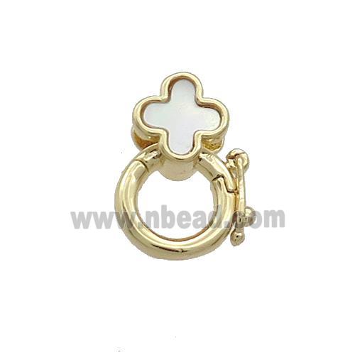 Copper Bail Pave Shell Cross 18K Gold