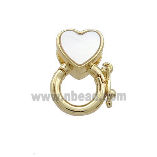 Copper Bail Pave Shell Heart 18K Gold