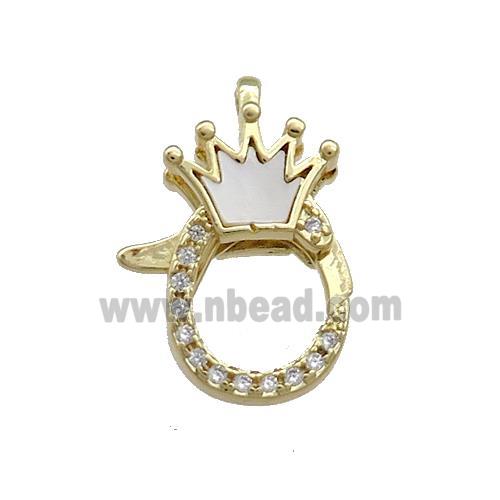 Copper Lobster Clasp Pave Shell Zircon Crown 18K Gold Plated