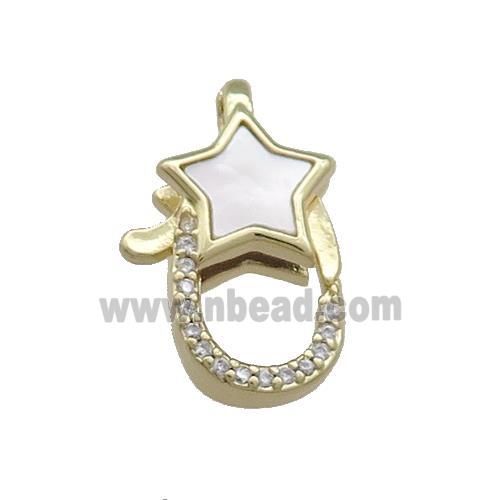 Copper Lobster Clasp Pave Shell Zircon Star 18K Gold Plated