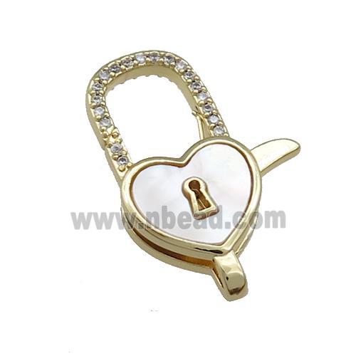 Copper Lobster Clasp Pave Shell Zircon Lock 18K Gold Plated