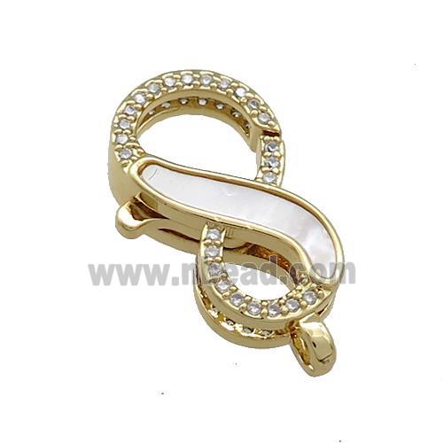Copper Lobster Clasp Pave Shell Zircon 18K Gold Plated