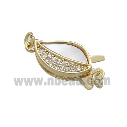 Copper Slider Clasp Pave Shell Zircon 18K Gold Plated