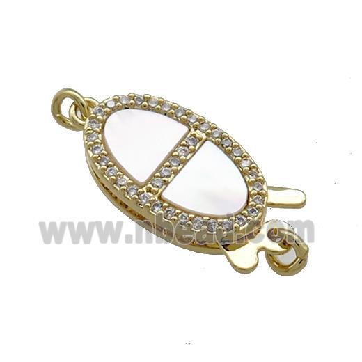 Copper Slide Clasp Pave Shell Zircon 18K Gold Plated