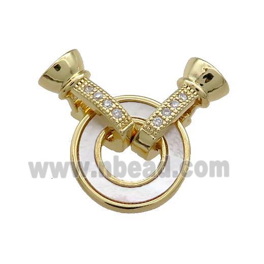Copper Clasp Pave Shell Zircon Circle 18K Gold