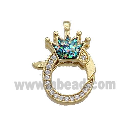 Copper Lobster Clasp Pave Fire Opal Zircon Crown 18K Gold