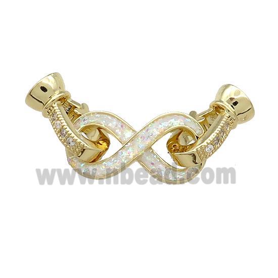 Copper Clasp Pave Fire Opal Zircon Infinity 18K Gold