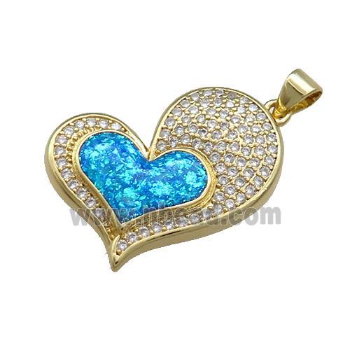 Copper Heart Pendant Pave Fire Opal Zircon 18K Gold