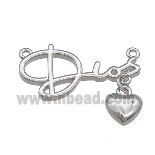 Copper Heart Pendant Love 2loops Platinum Plated