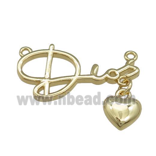 Copper Heart Pendant Love 2loops Gold Plated