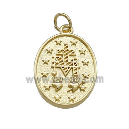 Copper Medallion Charms Pendant Oval Gold Plated