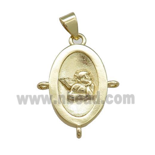 Copper Angel Pendant Oval Gold Plated
