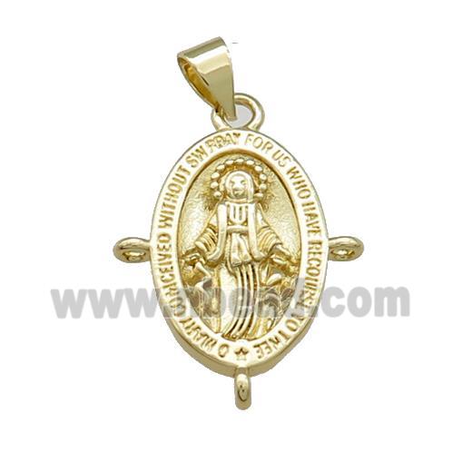 Copper Jesus Pendant Religious Medal Oval Gold Plated