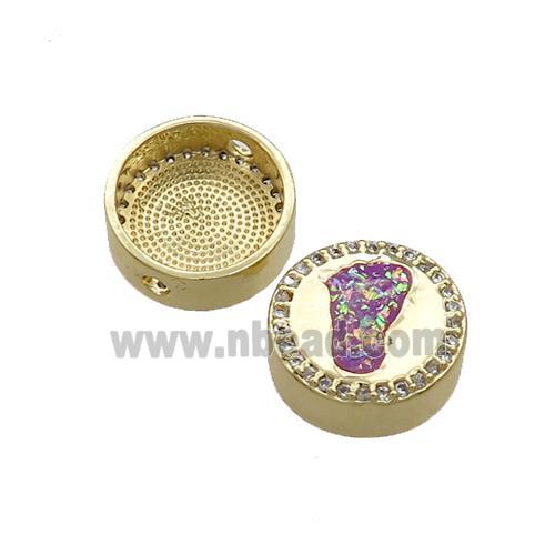 Copper Button Beads Pave Fuchsia Fire Opal Barefoot 18K Gold Plated
