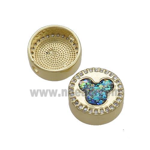 Copper Button Beads Pave Fire Opal 18K Gold Plated