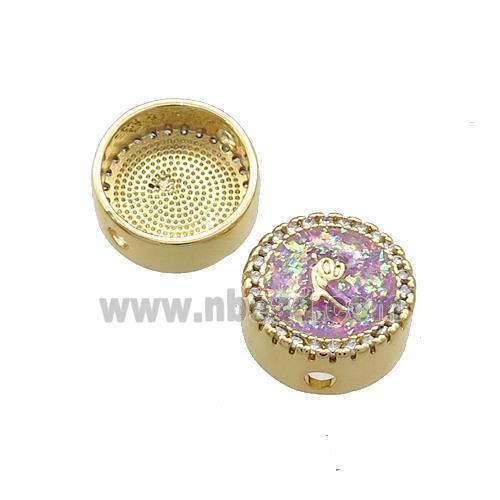 Copper Button Beads Pave Fuchsia Fire Opal 18K Gold Plated