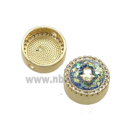 Copper Button Beads Pave Multicolor Fire Opal Hand 18K Gold Plated
