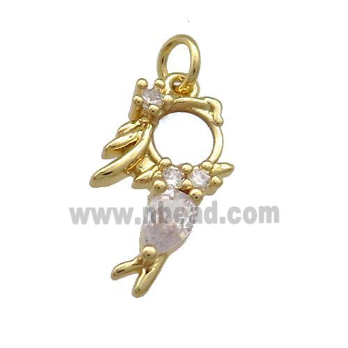 Copper Kids Pendant Pave Shell Zircon 18K Gold Plated