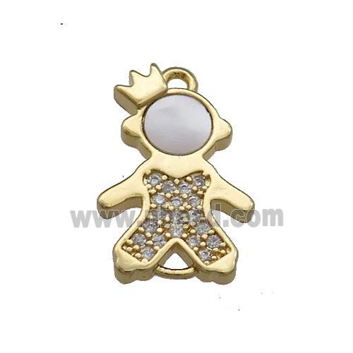 Copper Kids Pendant Pave Shell Zircon 18K Gold Plated
