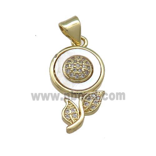 Copper Sunflower Pendant Pave Shell Zircon 18K Gold Plated