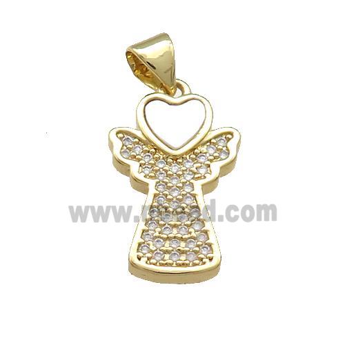 Copper Angel Charms Pendant Pendant Pave Shell Zircon 18K Gold Plated