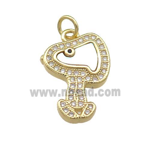 Copper Charms Pendant Pave Shell Zircon 18K Gold Plated