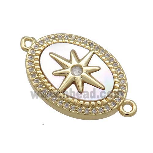 Copper Northstar Connector Pave Shell Zircon 18K Gold Plated