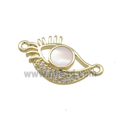 Copper Eye Charms Connector Pave Shell Zircon 18K Gold Plated