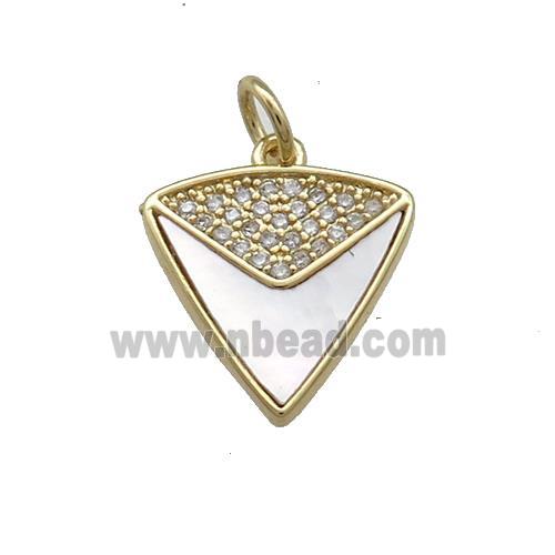 Copper Triangle Pendant Pave Shell Zircon 18K Gold Plated