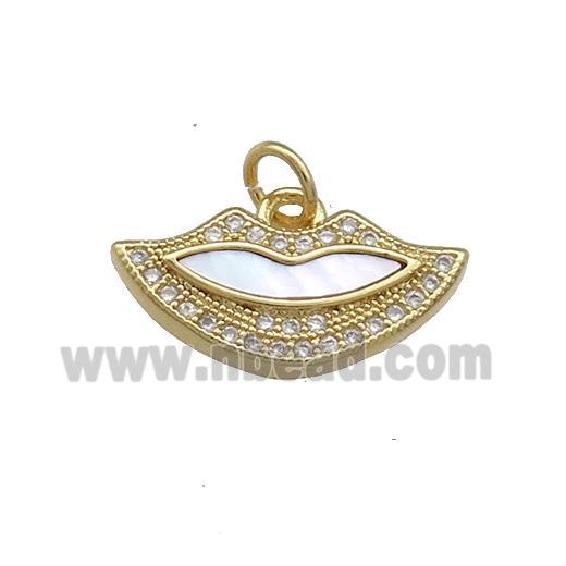 Copper Lips Charms Pendant Pave Shell Zircon 18K Gold Plated