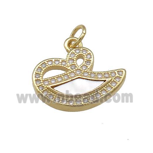 Copper Pendant Pave Shell Zircon 18K Gold Plated