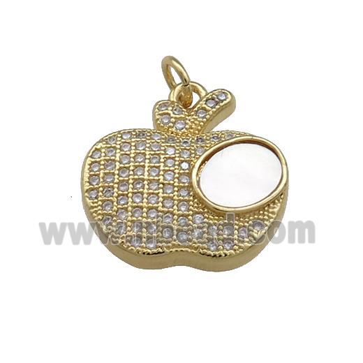Copper Apple Pendant Pave Shell Zircon 18K Gold Plated