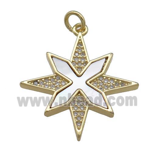Copper Northstar Pendant Pave Shell Zircon 18K Gold Plated