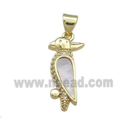 Copper Birds Pendant Pave Shell Zircon 18K Gold Plated