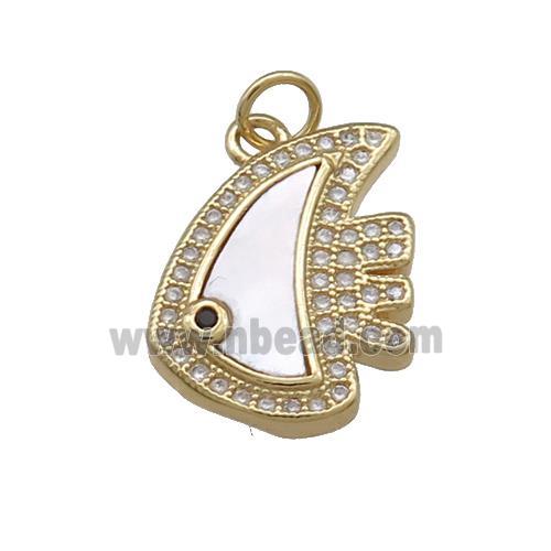 Copper Fish Pendant Pave Shell Zircon 18K Gold Plated