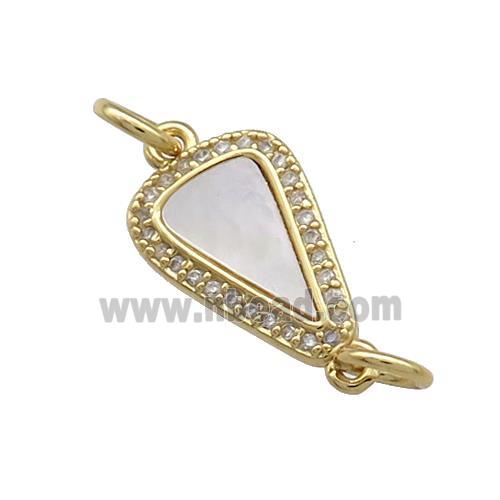 Copper Arrowhead Connector Pave Shell Zircon 18K Gold Plated