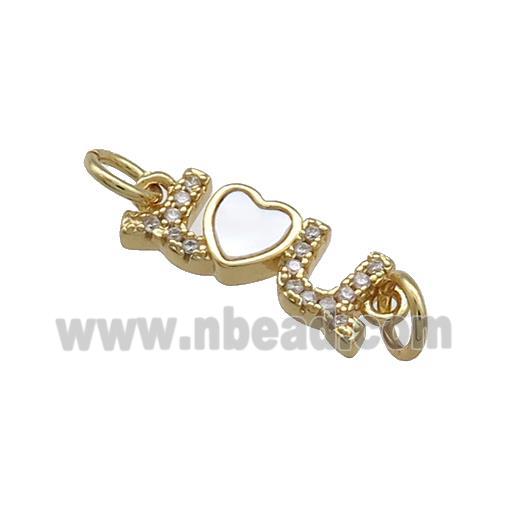 Copper Heart LOVE Connector Pave Shell Zircon 18K Gold Plated